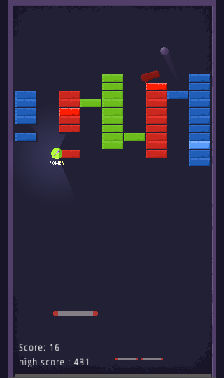 Break Out gameplay on a phone-sized frame
