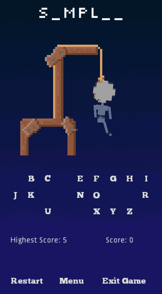 Hangman in-progress round